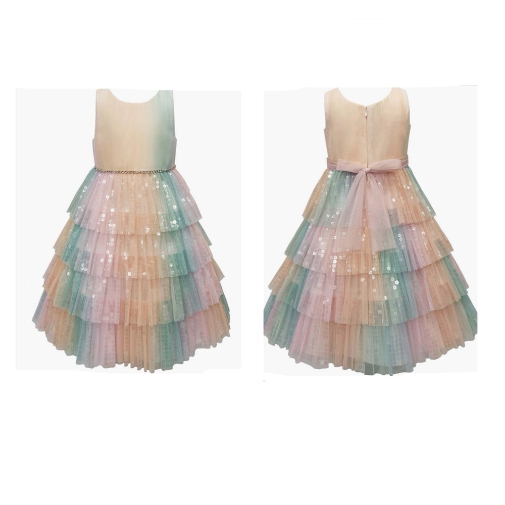 💕 Couture Princess Ruffle Tiered Sequined Dress